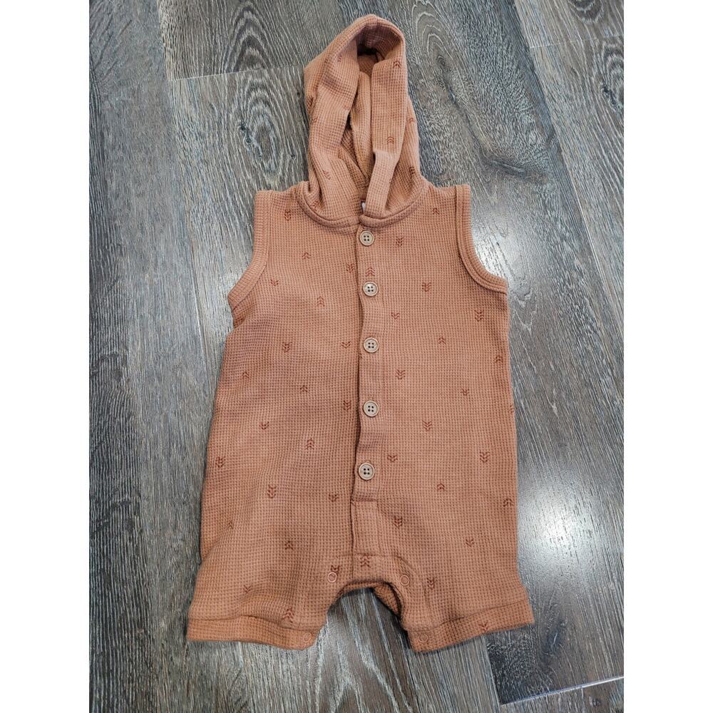 Gerber Modern Moments Hooded‎ Brown Ribbed Baby Boy One Piece #6